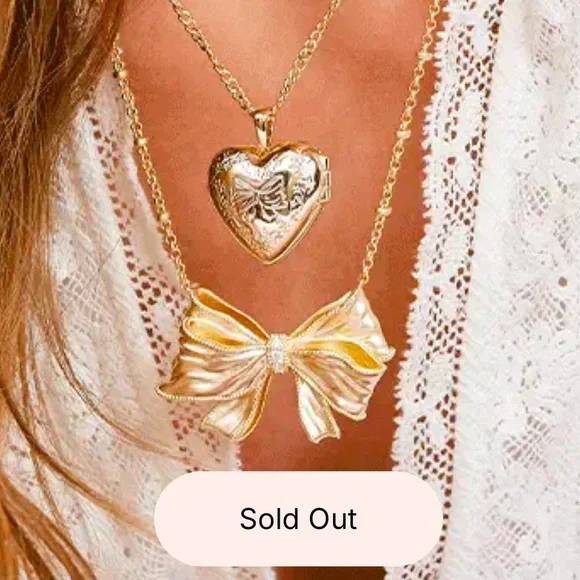 Kendra Scott x 🎀 LoveShackFancy Gold Locket Necklace new w/ pink dustbag - Picture 7 of 11